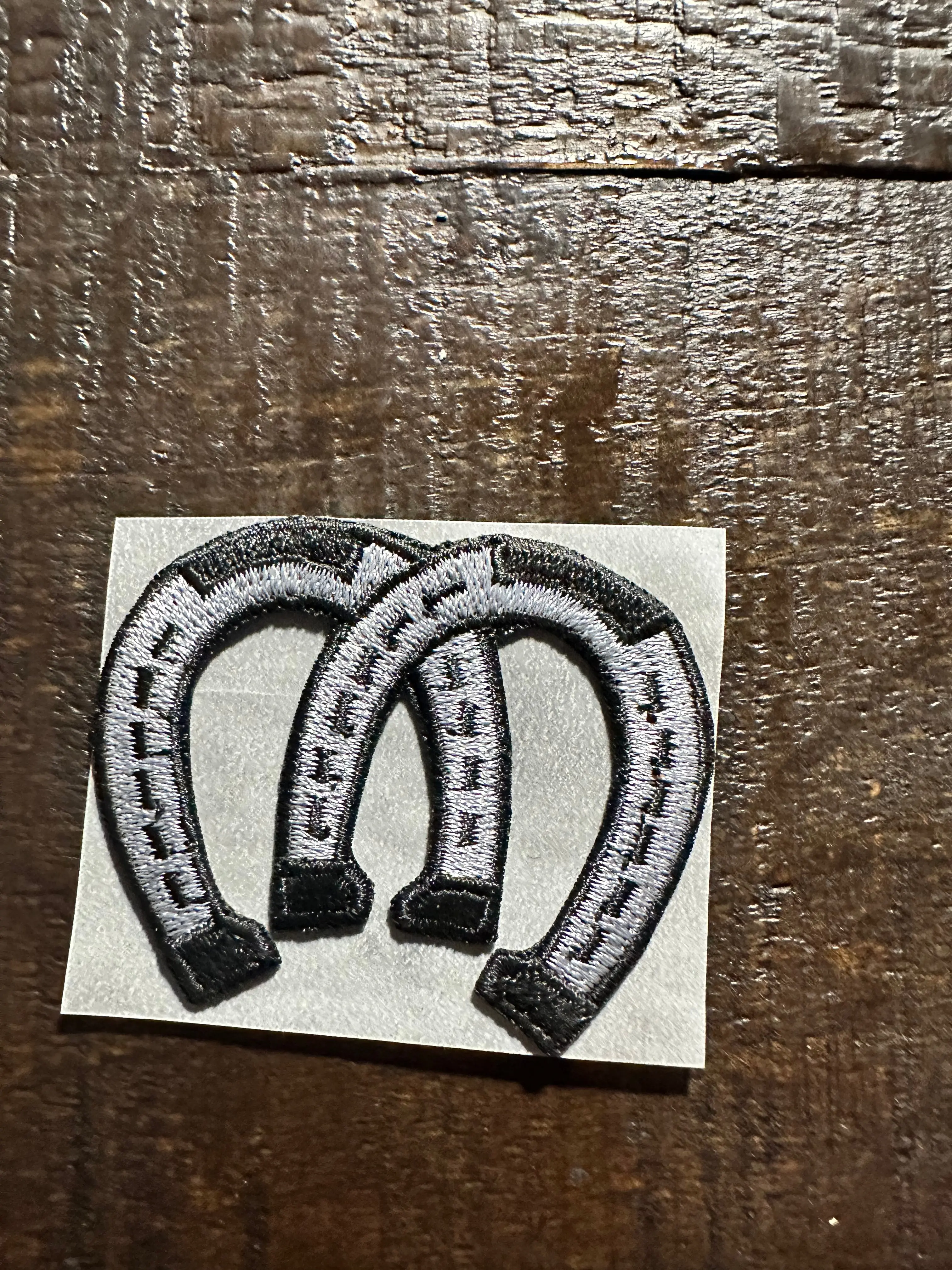 Horseshoes Embroidered Patch - Black and Gray Design, Traditional Style, Patch with Two Horseshoes