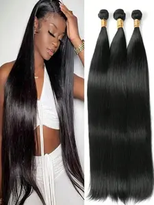 Yaki 3 Bundles Straight Hair Extensions 14-26 Inch Natural Black Synthetic for Women's DIY Hairstyles