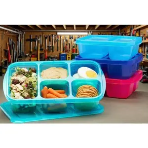 Stackable 5-Section Meal Prep Containers, Reusable BPA-Free Food Storage Set, 8-Piece Lunch Box with Lids for School & Work, Durable Leak-Proof Design, Jewel-Tone Color Collection