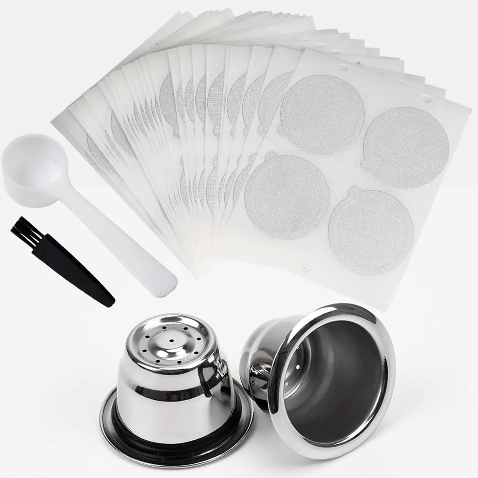 Refillable Coffee Capsules Cup Set, 1 Set Stainless Steel Coffee Pod Lightweight Reusable Filter with 100pcs Aluminum Foil Lids, Coffee Making Accessories for Nespresso Machines - TikTok Shop Refillable Coffee Capsules Cup Set, 1 Set Stainless Steel Coffee Pod Lightweight Reusable Filter with 100pcs Aluminum Foil Lids, Coffee Making Accessories for Nespresso Machines - TikTok Shop