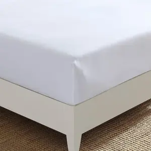 – Twin Size Fitted Sheet, Cotton Percale Bedding, Lightweight & Breathable Bed Sheet, Deep, College Dorm Room (Deck White)