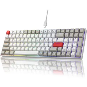 GM1000  Mechanical Gaming Keyboard, 5.0/2.4GHz/USB-C Hot Swappable Custom Keyboard,RGB Backlit Mechanical Keyboards for with Number Pad for /Win(G-Red )