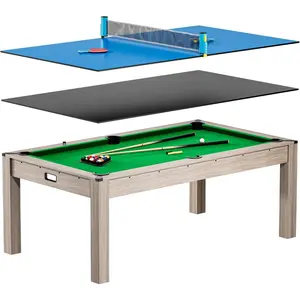 7-Foot 3-in-1 Pool Table with Ping Pong and Dining Table Top, Multifunctional Combo Game Table with Premium Cloth and Accessories, 84-Inch Standard Billiard Table Set for Home Game Room Basement Family Center