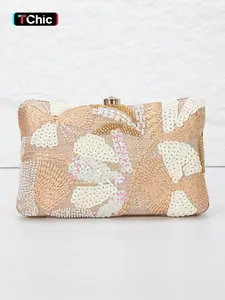 Casual straw sequin clutch bag, fashion beach bag, handbag, with shoulder strap can be shoulder bag, beach travel accessories, spring and summer design handbags, Handheld bag purse