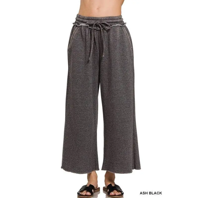 Acid Wash Fleece Sweatpants With Pockets