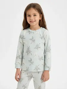 Letibati Kids Cartoon Sleepwear Nature-Inspired Prints Long-Sleeve Moisture-Wicking Loungewear 18M-12Y Snug Fit Combed Cotton Eco-Friendly Home Wear for Girls