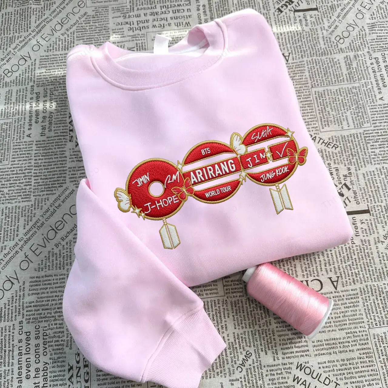 [Made in US] Arirang Comeback embroidered sweatshirt, Embroidered We Are Back Sweater, Borahae Hoodie
