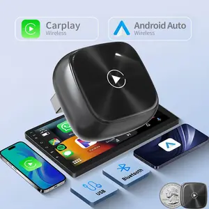 2026 Upgraded Wireless CarPlay Adapter for Apple & Android Auto, 2 in 1 Mini Metal Alloy Dongle Converts Wired to Wireless, 5GHz WiFi No Delay Plug & Play for Cars with Factory Wired CarPlay