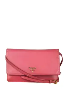 Pre-owned PRADA Leather Shoulder Bags Pink Saffiano Pouchette