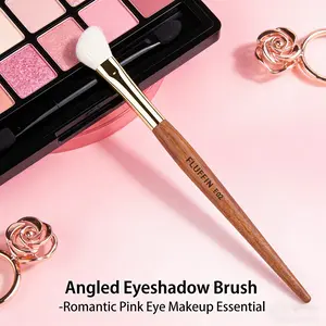 Fluffin E02 Angled Eyeshadow Brush, nose contour shadow Makeup Brush Natural Goat Hair, Rosewood Handle, Copper Pipe, High End Makeup Brush, Blending Makeup Brush, 1pcs