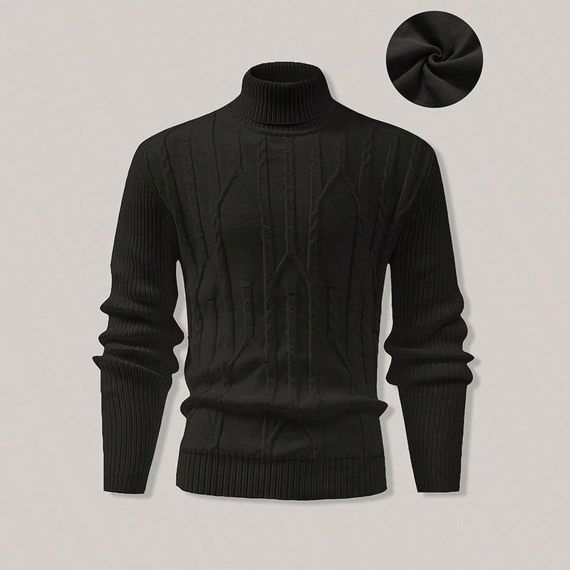 Men's winter long sleeved high neck knitted warm solid color base sweater for autumn and winter, trendy and versatile high street clothes for men