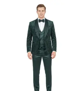 Emerald Green Velvet Sparkle 3-Piece Tuxedo | Holiday Luxe