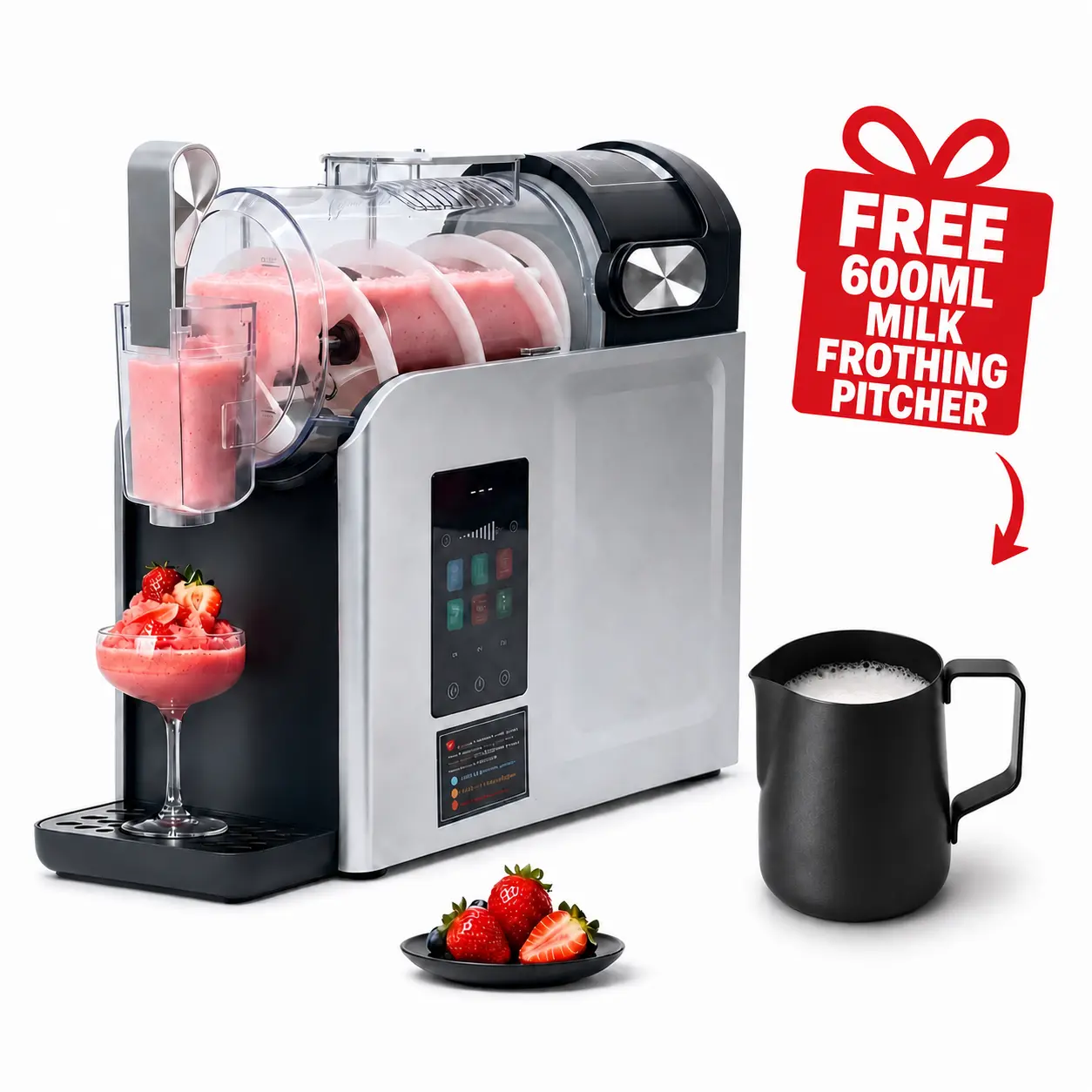 WizAura Slushie Machine - 68oz Large Compact Automatic Frozen Drink Maker, No Pre-Freezing Ice Needed, 6 Preset Modes, Auto-Clean, Digital Temp Display, Best Party Gift, Ideal for Holidays (Margaritas, Smoothies), Parties