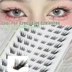 Curl Wispy Individual False Eyelash with Lash & Tweezers Kit, 1 Box Natural Self-adhesive Fluffy False Eyelashes, Eye Makeup Product for Women & Girls, Cosmetic, Fluffy Eyelashes Cluster