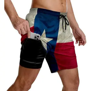 Mens Swim Trunks with Compression Liner 9 Inch Inseam Quick Dry Board Shorts