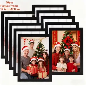 A set of 10 black 5x7/8x10 photo frames, suitable for wall hanging or desktop display, suitable for family photos and home decoration