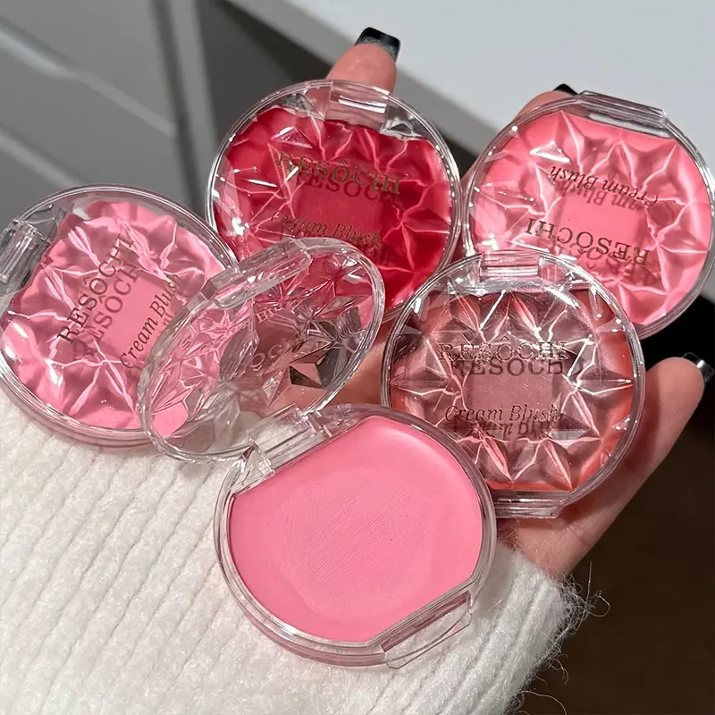 Translucent Single Color Blush Cream in, Brightening Effect for Beginners, Subtle Shimmer and Easy Application