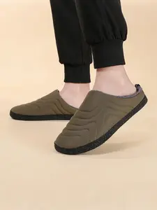 Men's Winter Waterproof Cotton Slippers, Breathable Non Slip, Thick Non-Slip Indoor Home Shoes, Durable Down Fabric, Comfortable Outdoor Wear