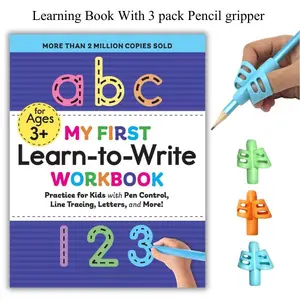 Mothers Day Gift My First Learn-to-Write Workbook With 3 pack Pencil gripper Practice for Kids with Pen Control, Line Tracing, Letters, and More! Paperback
