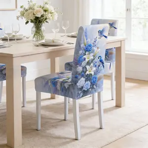 Gothic Floral Print Chair Covers, Elastic Dust-Proof Seat Protectors, High Back Living Room Restaurant Hotel Decor, Furniture Protection