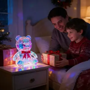 1Pc Romantic LED Colorful Bear Lighting, Red Bow Design, Holiday Party Decoration Lights, USB Powered, No Batteries Required, Give Girls Unique Gifts, School Season, Birthday, Move-in Gifts