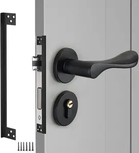 Door Latch Guard Plate 11 Inch, Outswing Door Security Latch Cover to Prevent Unauthorized Entry, L-Shaped Extra Door for Home/Hotel/School/Office Door Security, 1pc(Black)
