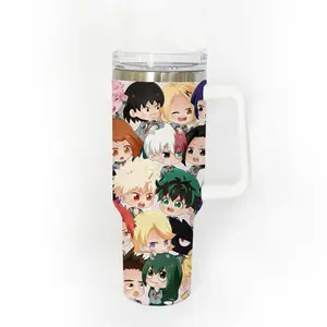 40oz Stainless Steel Tumbler, 1 Count My Hero Academia Pattern Insulated Water Bottle, Stainless Steel Thermos, Stainless Steel Flask, Drinking Cup for Home Office School, Boyfriend Gift, Drinkware, Summer Cool Bottle