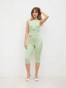 Cider Gingham Ruched Capris