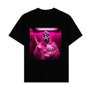 Pink Kitty Ghost Face Graphic Tee – Perfect Cotton Halloween Gift Shirt