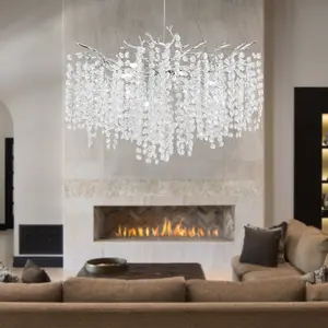 Modern Tree Branch Crystal Chandelier Luxury Silver Crystal Pendant Lighting  Contemporary Chandeliers for Dining Room Kitchen Bedroom Living Room
