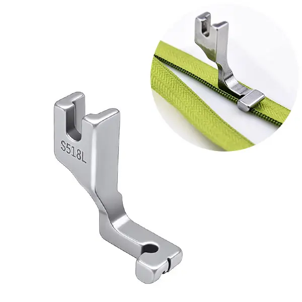 New Upgraded Steel S518L Invisible Zipper Presser Foot for Computerized Lockstitch Machine, Industrial Sewing Machine Single Side Zipper Foot