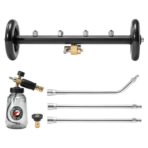 Tool Daily 16-Inch Undercarriage Pressure Washer Attachment - Dual-Use Cleaner with 1L Foam Cannon, 3-Piece Extension Wand, 3600 PSI Water Broom, Lance, Pressure Washer Accessories for Trucks, Decks, Driveways【DealsForYouDays】