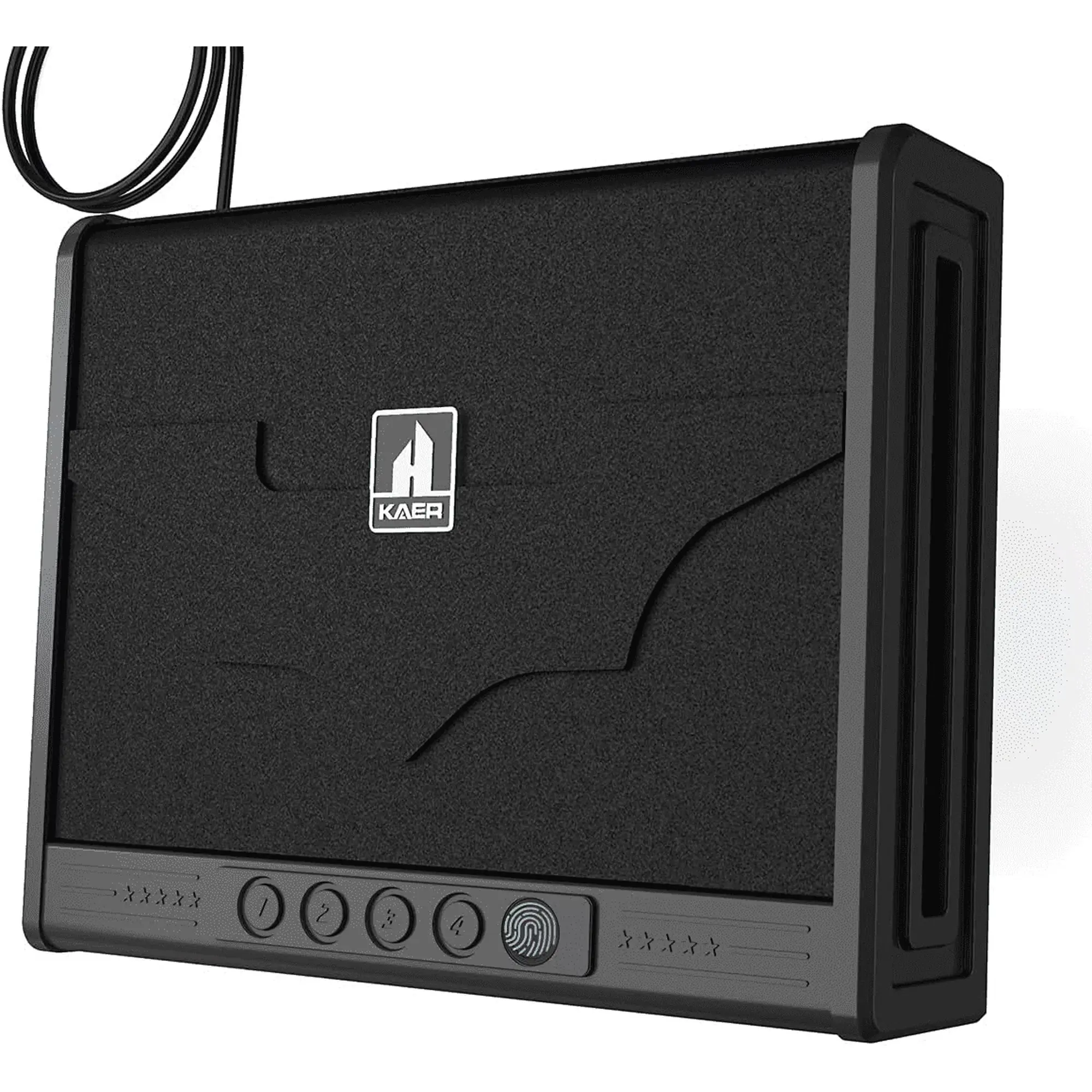 KAER Biometric Safe Box, Quick Access Fingerprint Security Box, 3‑Way Unlock Heavy‑Duty Steel Anti‑Theft Safe, With Security Cable & Holster For Home, Nightstand, Drawer & Car Storage