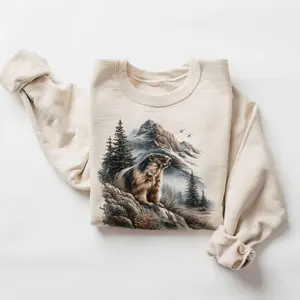 Retro 90's Yellow Bellied Marmot Foggy Mountains Vintage Wildlife Unisex Sweatshirt #DICH