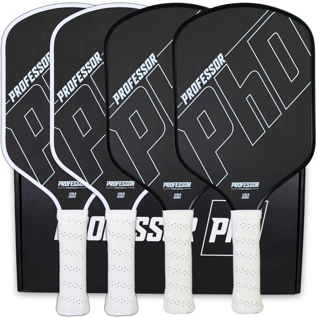 PhD Family Pro Pickleball Paddle Set, 4-Piece Unisex 16mm Carbon Fiber Performance Paddle Tennis Equipment, Balanced Grip, Unbeatable Price, Portable Tennis Paddles