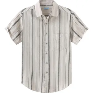 COEVALS CLUB Men's Casual Linen Cotton Button Down Spread Collar Short Sleeve Summer Beach Shirts