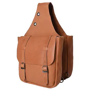 HILASON Soft Leather Horse Saddle Bag Brown | Equestrian Western Adjustable Closure
