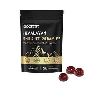 Natural Shilajit Gummies with Ashwagandha, Gokshura, Black Ginger & Minerals - 60 Count - Fitness Supplement for Daily Physique Enhancement, Energy Boost