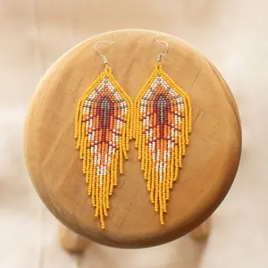 Horizon - Native Beaded Earrings with Autumn Sunset Colors - Handmade by Mexican Artisans - Mother Sierra