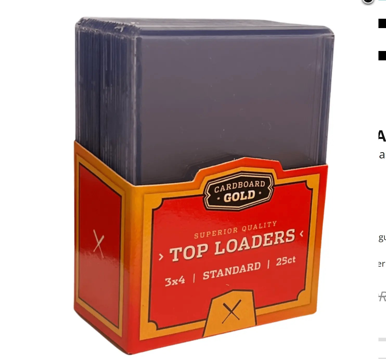 Cardboard Gold Top Loaders - Standard Size 3" x 4" - 25 Count Like  Sleeves