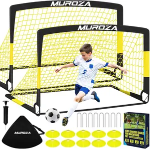 Soccer Goal, Kids Soccer Goals for Backyard Set, 2 Pack of Portable Pop Up Soccer Net with Soccer Ball, Cones, Complete Training Equipment for Youth, Toddler Outdoor Sports Games