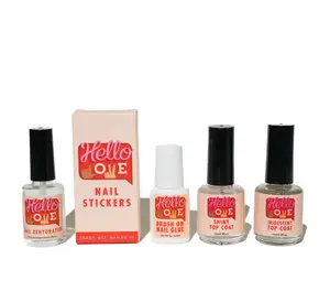 Hello Love Press-On Nails Accessories: Brush-on Glue, Top Coats, Nail Stickers, + Nail Dehydrator