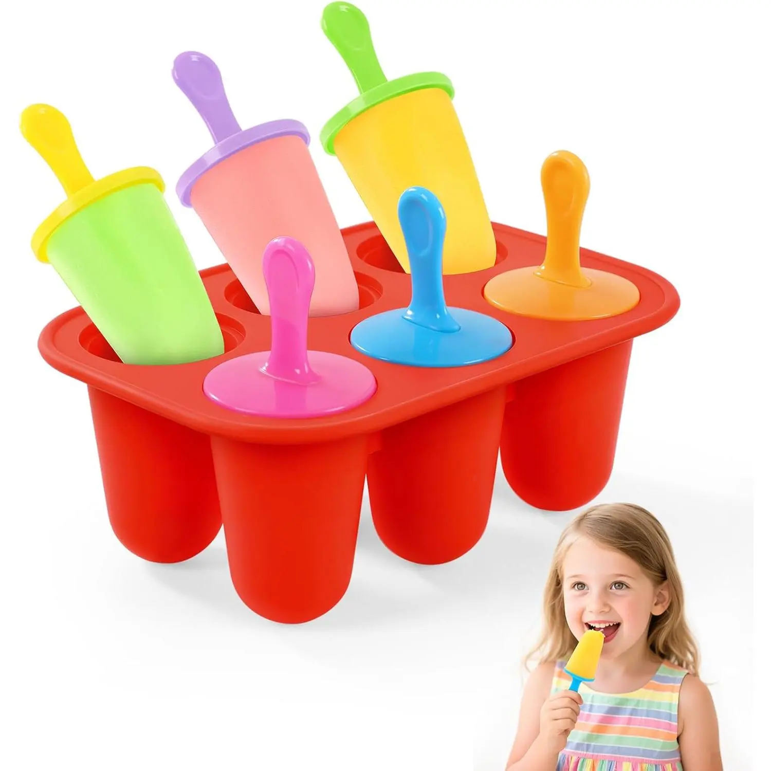 Popsicles Molds,  Small Popsicle Mold for ,  & ,  Popsicle Molds, Mini Ice Pop Molds with Colorful Sticks, Ice Cream Molds, Homemade Ice Cream Molds(Red)