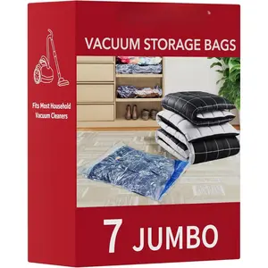 Vacuum Storage Bags, Space Saver Sealer Bags,Vacuum seal bags for clothing, Pillows, Comforters, Blankets, Bedding,7
