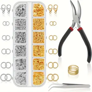 Box Jewelry Findings Kits Open Jump Rings Lobster Clasps Hooks Pliers Tweezers for DIY Bracelet Necklace Jewelry Making
