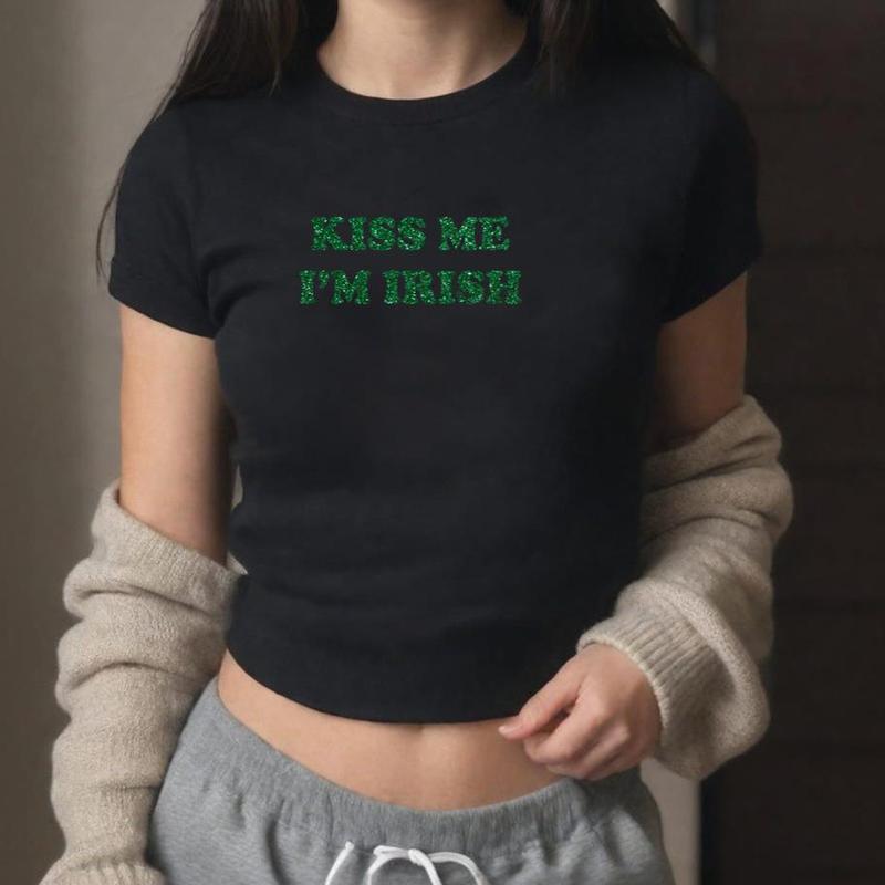 Kiss Me I_m Irish SNUG Fit Crop Top LuckyY2K Baby Tee Gift For Her Y2K crop top Gift for friend Baby Tee St. Patrick_s Day Gift