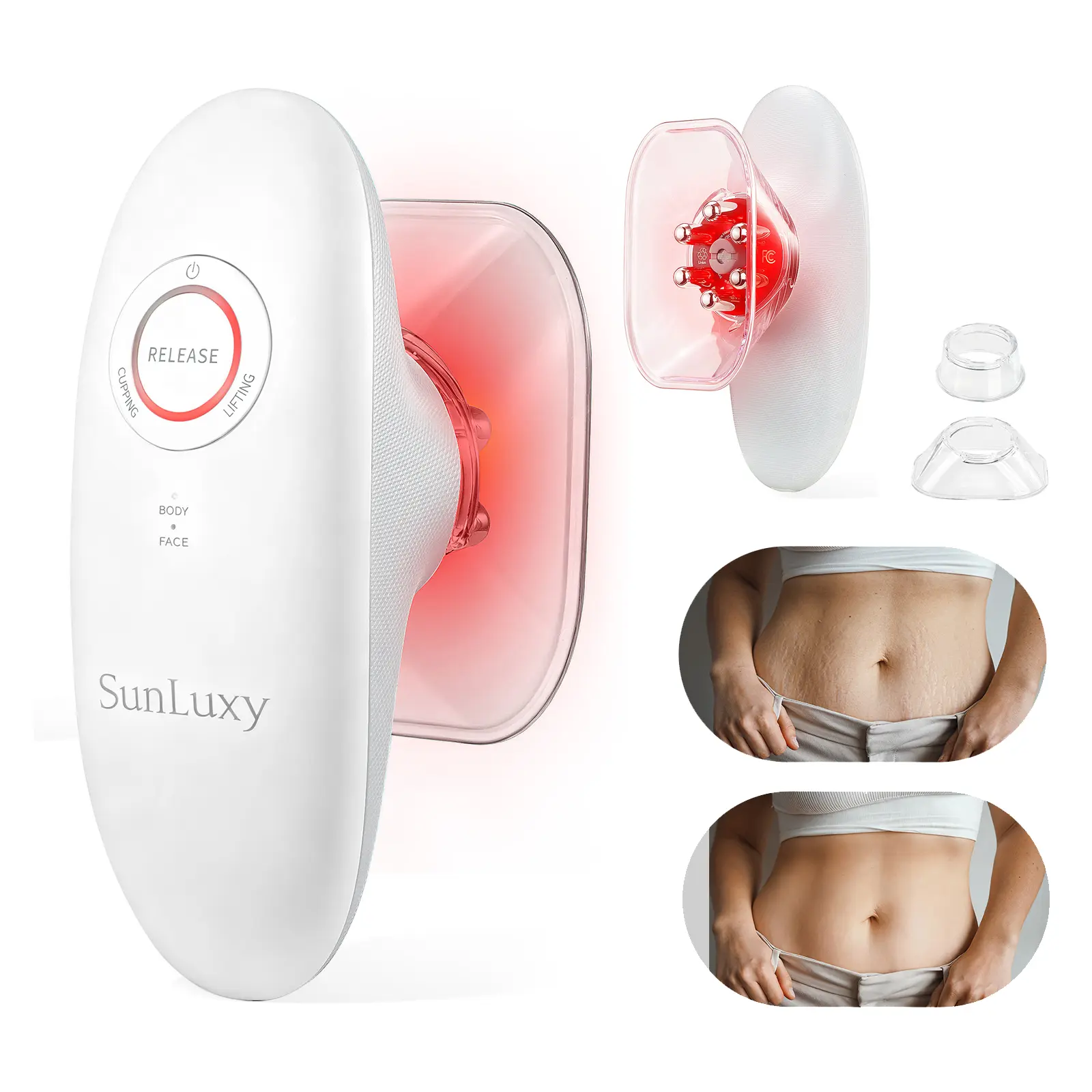 SunLuxy 3-in-1 Electric Handheld Lymphatic Drainage Massager - Deep Tissue Vibration Cupping Massage Device for Back, Legs, Facial Firming, Home Muscle Relaxation & Tension Relief, Cupping Massage Devices