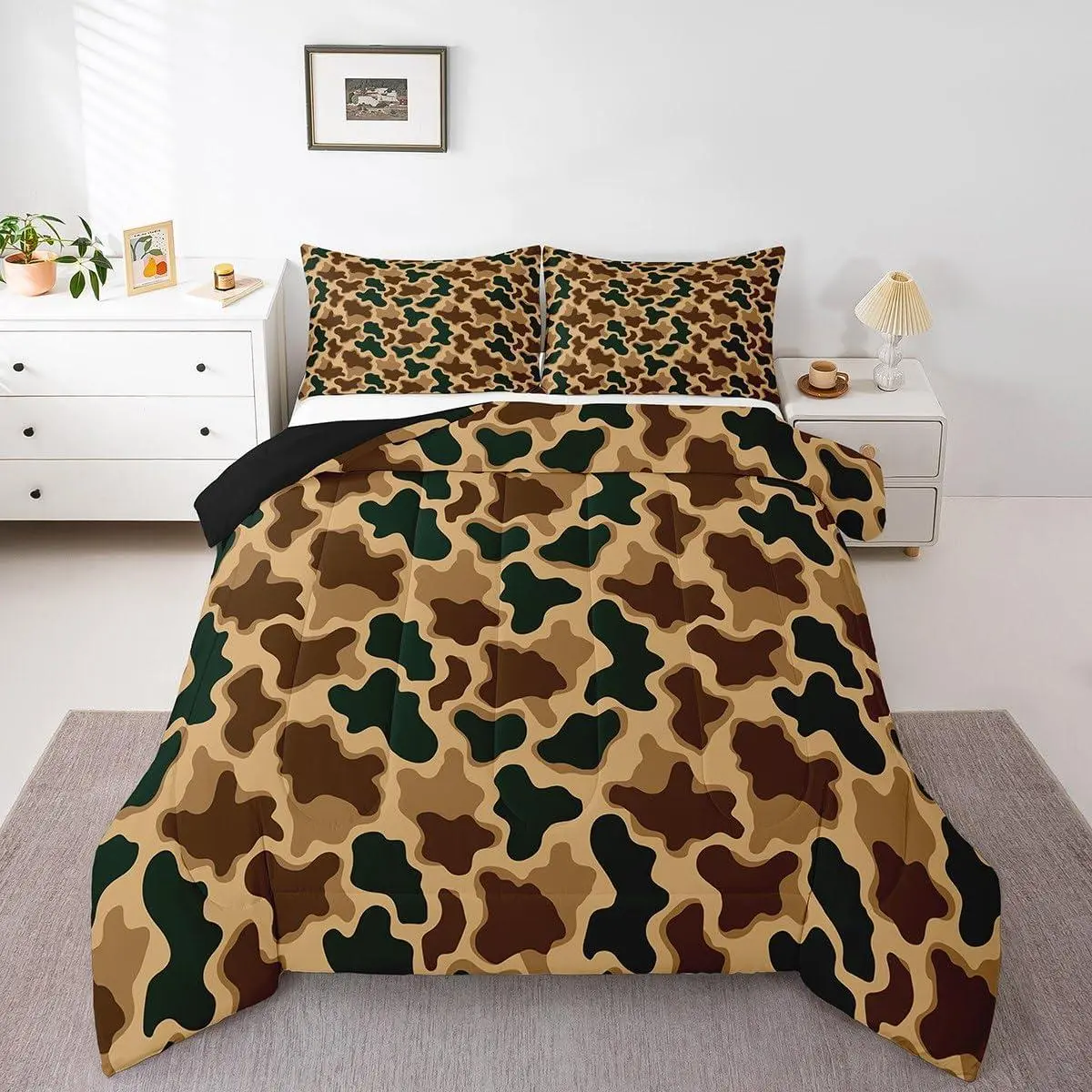 Camouflage Bedding Set Camo Comforter Set Women Men Military Style Comforter Hunting Theme Duvet Set Room Decor Quilt Set