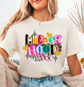 Comfort Colors Motherhood Patchwork T-Shirt – Trendy Streetwear Top For Womenswear Summer