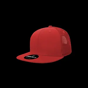 212 MAIN Youth 6-Panel High Profile Structured Cotton Blend Trucker Cap, Red Sports Cap with Snapback Closure, Retro Look Mesh Hat - 1 Size Fits Most